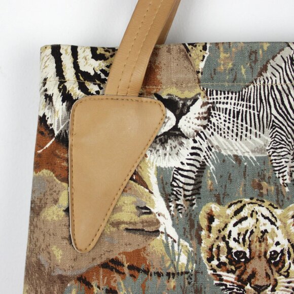 Vintage 15" Wild Animal Canvas Tote Bag - Picture 10 of 10